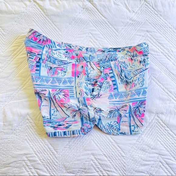 Lilly Pulitzer Adie Ruffle Shorts Whisper Blue Yeah Buoy 4 - Picture 8 of 8